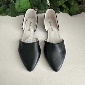 Shoelander Black Pointed-Toe DOrsay Flats Womens Shoes Size 8.5